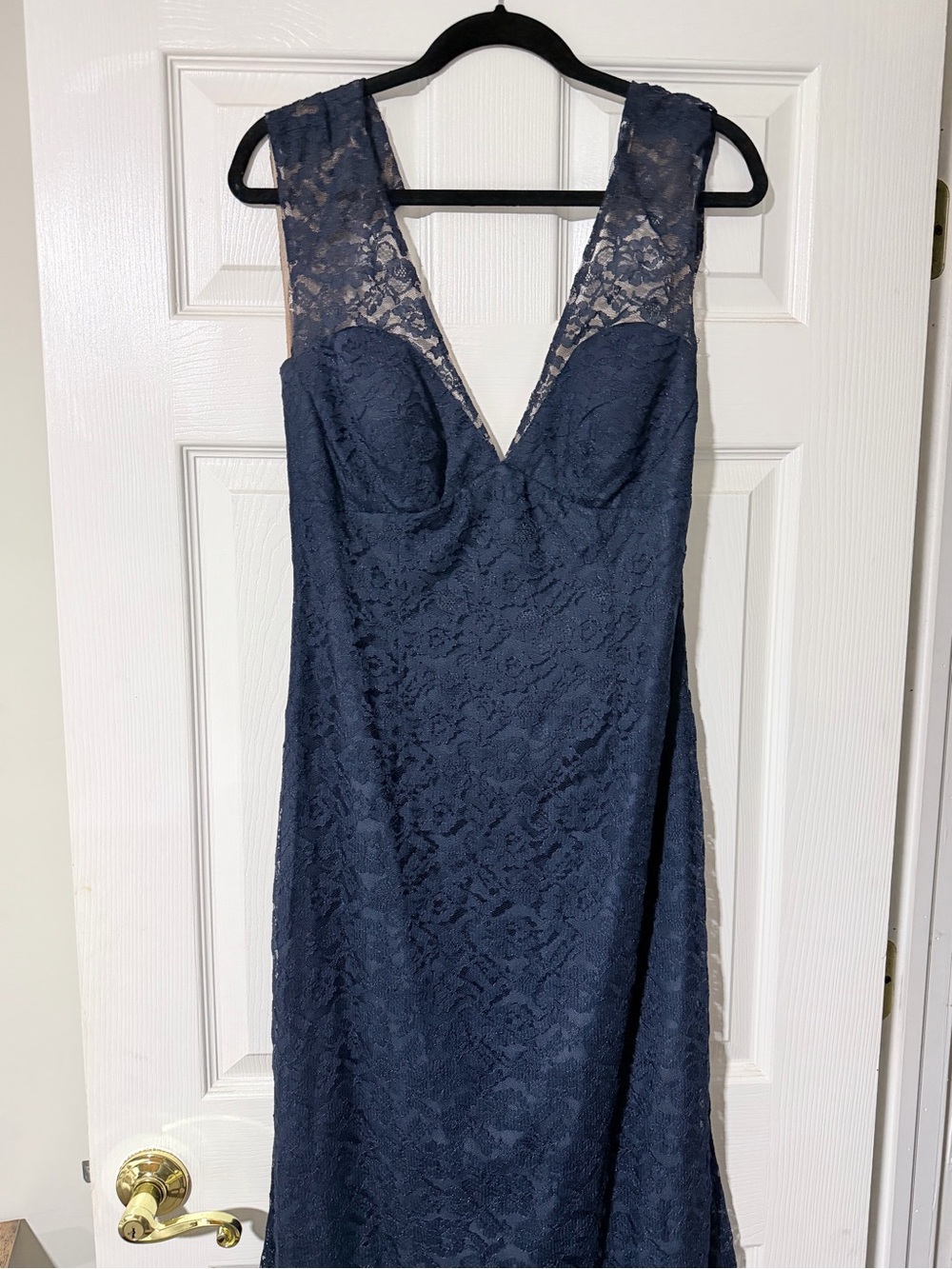 Wtoo Navy Lace V-Neck Maxi Dress